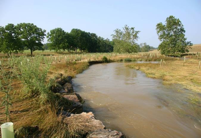 Photo of Smith Creek Headwaters Restoration, Viginia Photo of one of the properties during a flood on Smith Creek Headwaters Restoration, Virginia.