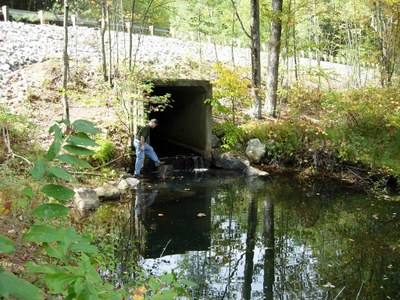 Photo of the Perched Culvert to be Replaced on Hamant Brook in Massachusetts Photo of the perched culvert to be replaced on Hamant Brook in Massachusetts.