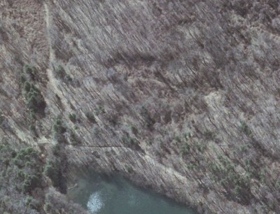 Dam on Browns Run, Pennsylvania Photo of the dam to be removed on Browns Run in Pennsylvania.